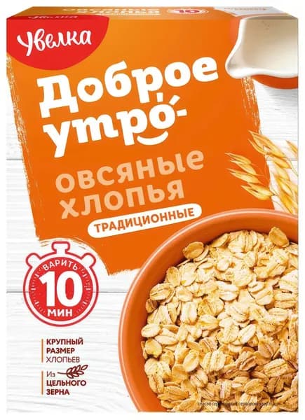 Хлопья овсяные Увелка традиционные, 400 г