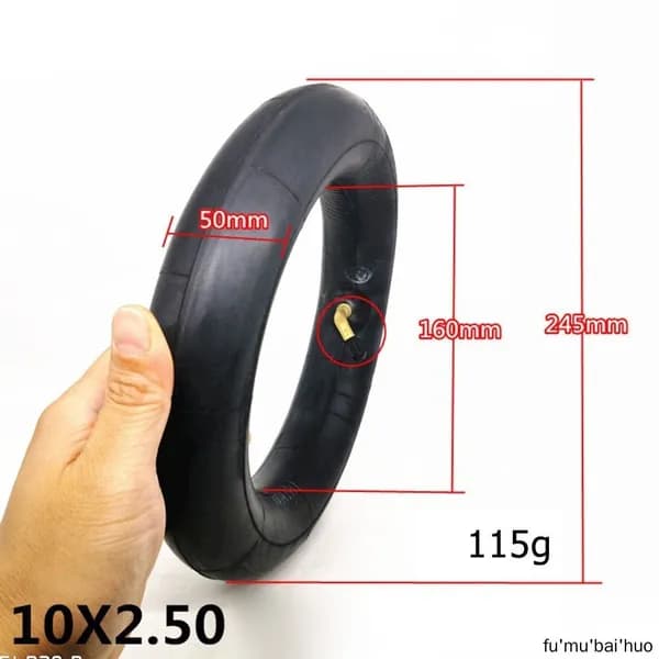 Камера для электросамоката 10 дюймов, размер 10x2.50, утолщенная резина.