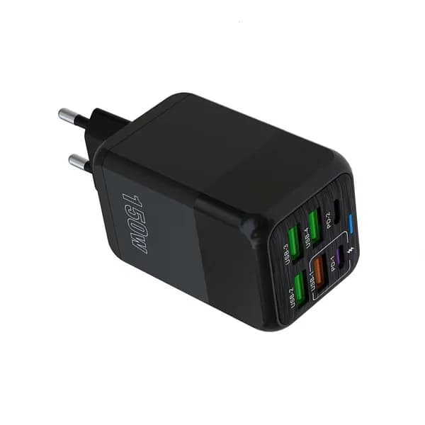 150 Вт 6 порт USB C Fast Chargers 2pd 4 QC3.0 Адаптер для телефона планшета, Черный - ЕС вилка
