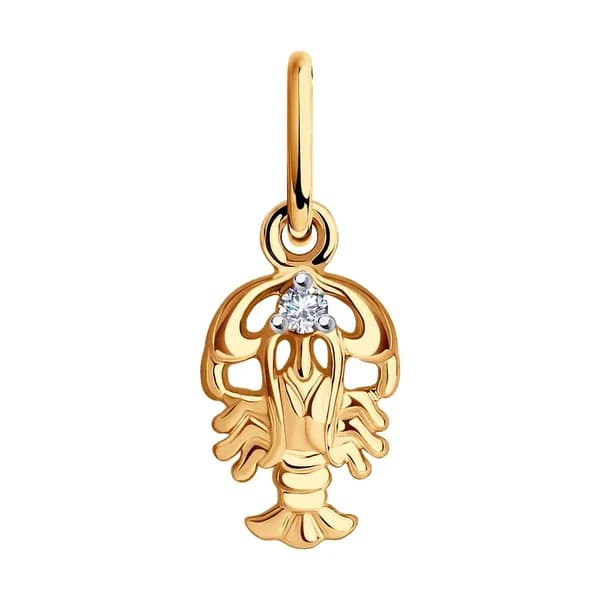 Золотая подвеска Знак зодиака Рак DIAMANT-ONLINE с фианитом 585 пробы