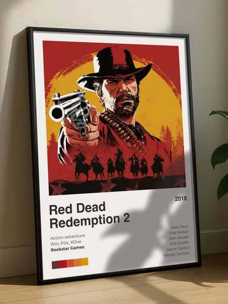 Постер плакат игра "Red Dead Redemption 2" А4, Rockstar, интерьерный, без рамы, плотная матовая фотобумага 21x30 см