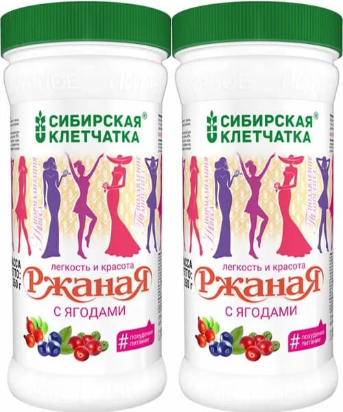 Клетчатка Сибирская клетчатка ржаная с ягодами, комплект: 2 упаковки по 350 г