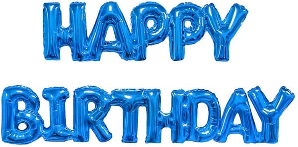 Воздушный шарик Falali 17'', 43 см, мини-фигура, надпись "Happy Birthday", синий