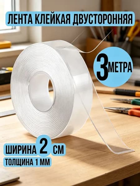Клейкая лента канцелярская 20 мм x 3 м, 1 шт.