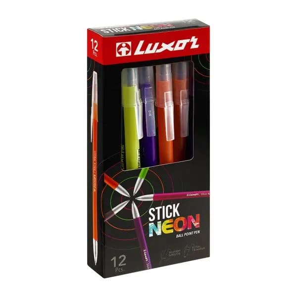 Ручка Рельеф-центр Luxor Stick Neon шариковая синяя 1.0мм
