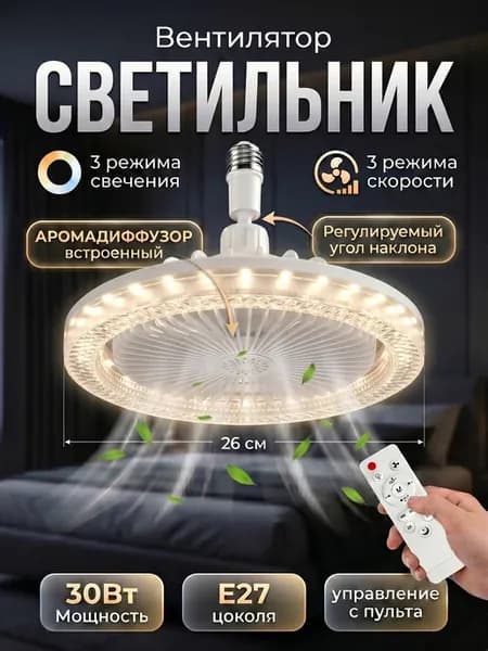 Люстра с вентилятором на потолок с пультом и ароматизатор