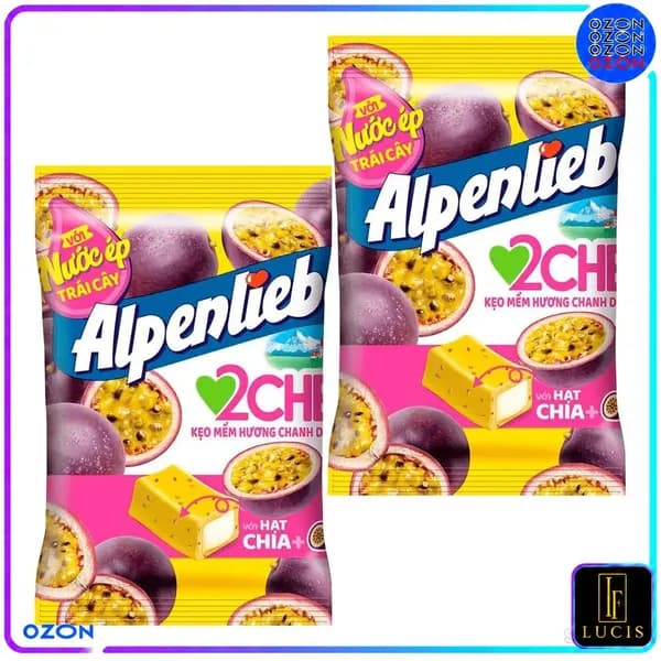 Жевательные конфеты со вкусом маракуйи и семенами чиа Alpenliebe, 84 г х 2 шт