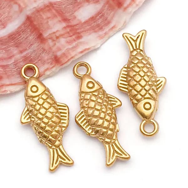 1Pcs Подвеска в виде золотой рыбки из нержавеющей стали 20x9x3mm