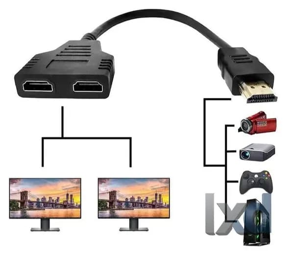 Разветвитель Сплиттер HDMI с 1x (источника) на 2x выхода (телевизора) на проводе