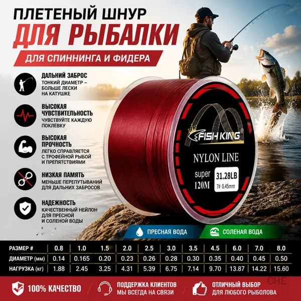Леска нейлоновая 120 м 2.0 коричневая устойчивая к разрыву
