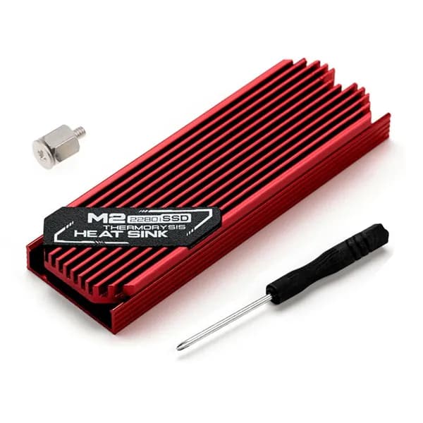 Радиатор охлаждения PCI-E M.2 2280, алюминиевый, угол наклона 45 , красный