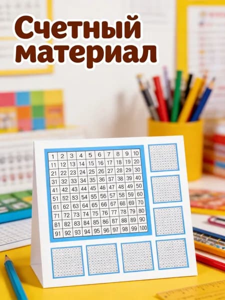 Набор из 10 математических таблиц с числами 1-100 из бумаги для детей