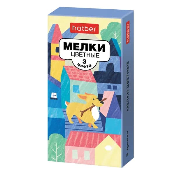Мелки Hatber -Городок- 3 цвета в картонной коробке