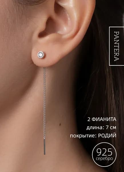 PANTERA Серьги серебро 925 протяжки
