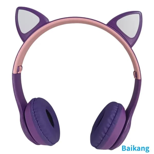 Беспроводные Bluetooth-наушники с кошачьими ушами и LED-подсветкой, стерео, до 8 ч работы