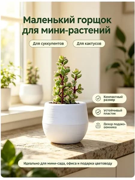 Вазон 7 см, 1 шт, цвет белый