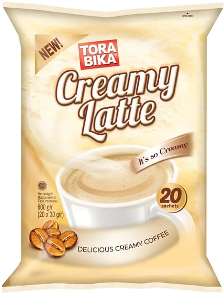 Кофейный напиток TORA BIKA Creamy Latte 600 г, 20 шт