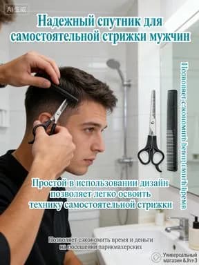 Набор профессиональных парикмахерских ножниц, 2 предмета Ножницы для стрижки, филировочные и маникюрные из нержавеющей стали Для салона и дома