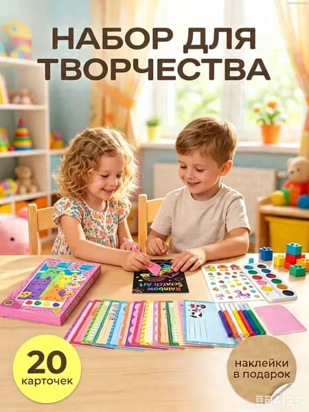 Набор для рисования и творчества, открытки своими руками-рисуем скребком