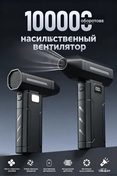 Фен для розжига углей с аккумулятором / воздуходувка для костра с встроенным фонариком / вентилятор для гриля и барбекю