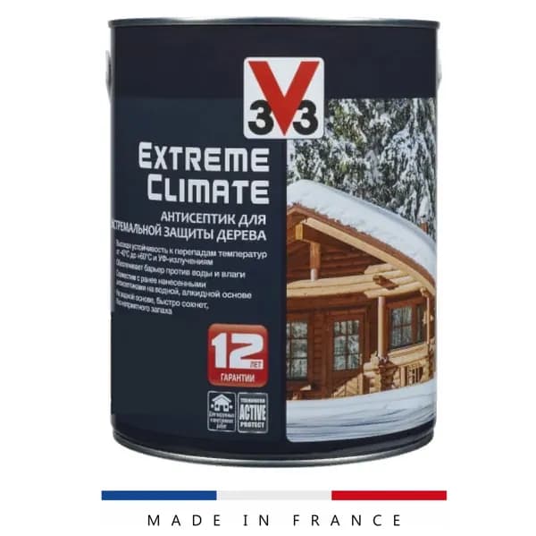 Пропитка водоотталкивающая для дерева, Антисептик V33 EXTREME CLIMATE, Платина 0,9 л