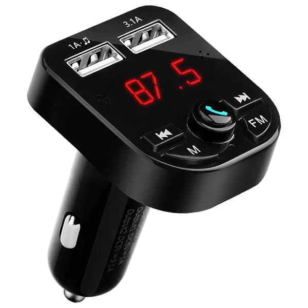 Автомобильный зарядное устройство FM-трансмиттер MyPads Bluetooth Handsfree 3.1A Quick Charge Dual USB с ЖК-дисплеем и двумя USB-портами