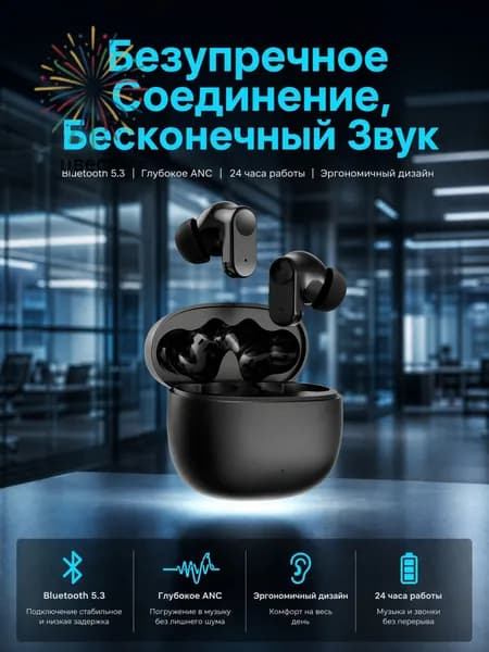Наушники беспроводные с микрофоном 1More Aero, Bluetooth, USB, черный