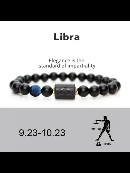 Браслет Libra из обсидиана, черный, металл I