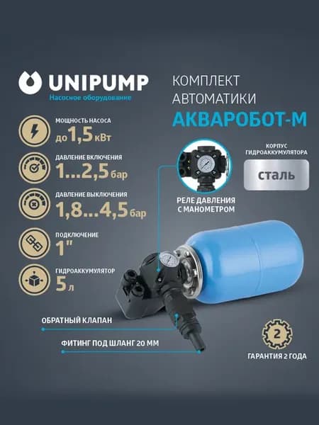 Автоматика для насоса с г а 5л АКВАРОБОТ М