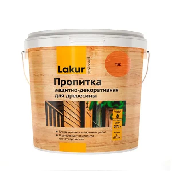 Пропитка для дерева защитно-декоративная акриловая Lakur тик 0,75 л