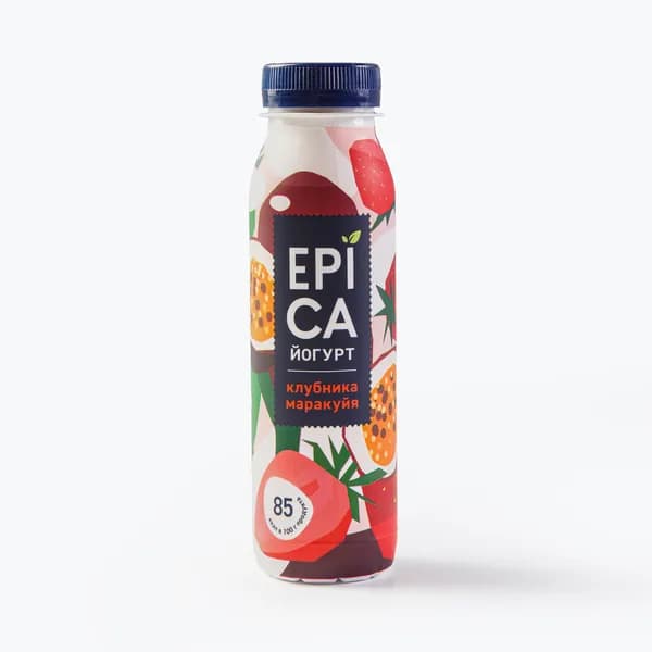 Йогурт питьевой Клубника-Маракуйя 2,5% 260 г, Epica