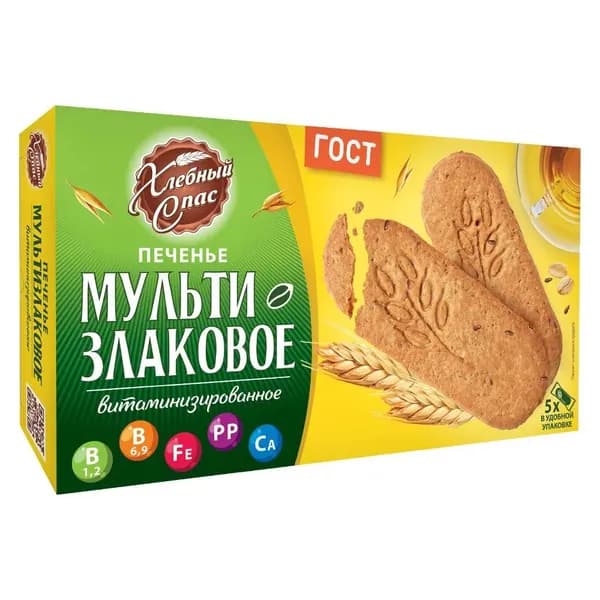 Печенье мультизлаковое "Витаминизированное", 200 гр Хлебный спас