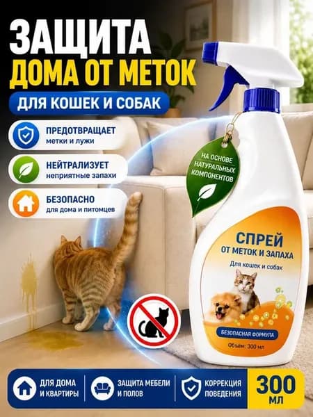 Спрей антигадин отпугивающий для кошек и собак от меток
