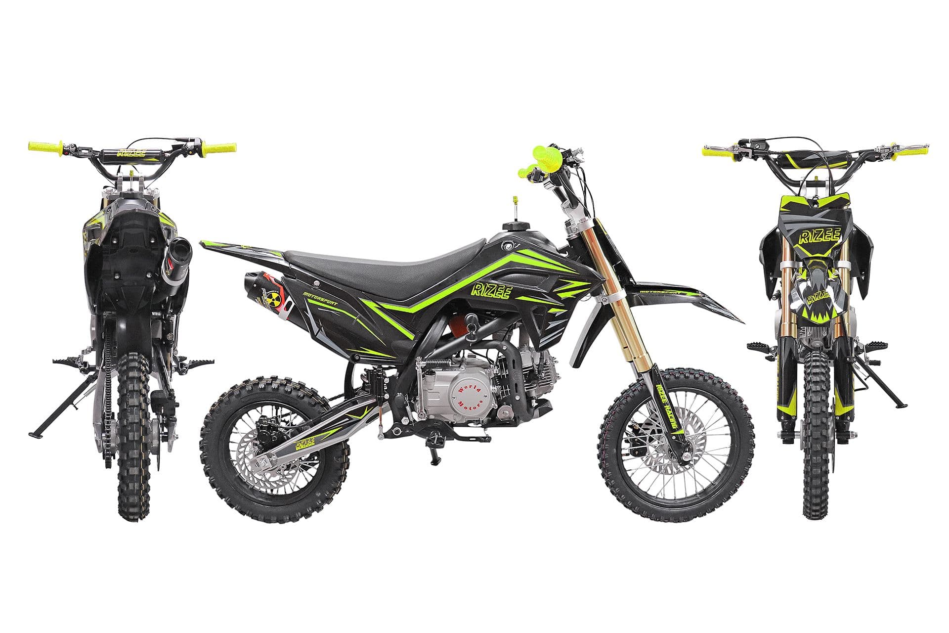 Питбайк RIZEE 125 17/14 K3 BASIС черно-зеленый (125см3,электростарт, счетчик моточасов)