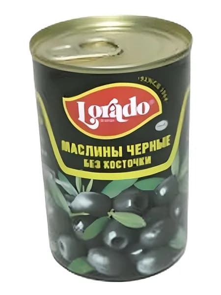 Маслины черные без косточки, Lorado, 314 мл