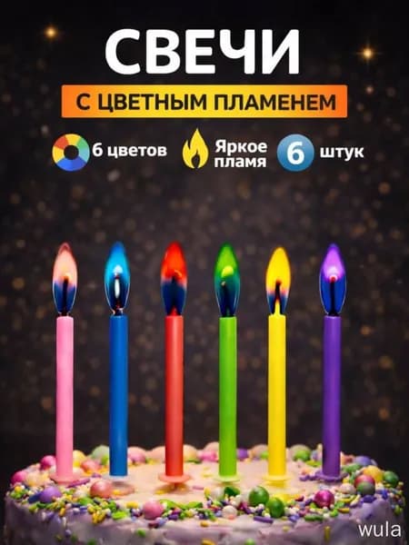 Свечи для торта цифра 0 "без запаха" 9 см х 0.4 см 6 шт