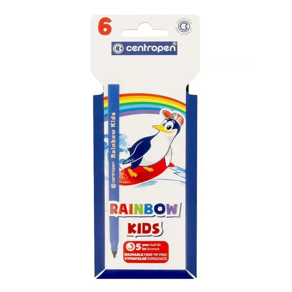 Фломастеры Centropen "Rainbow Kids", 6 цветов, толщина линии 1 мм (7550/6)