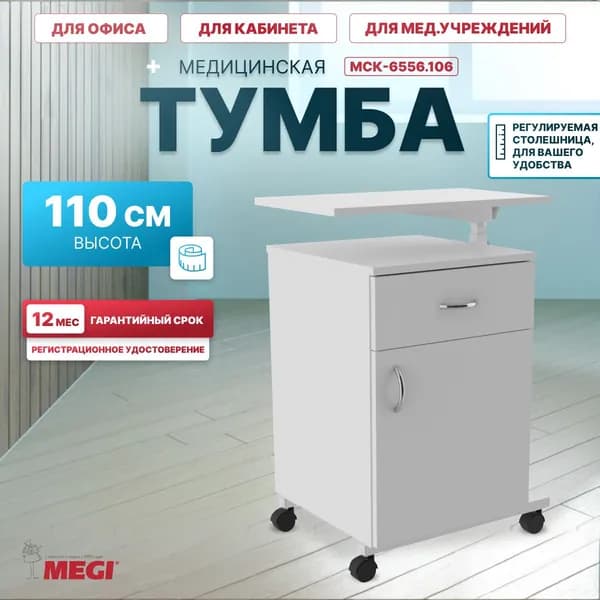 Тумба прикроватная медицинская со столешницей МЕГИ МСК-6556.106