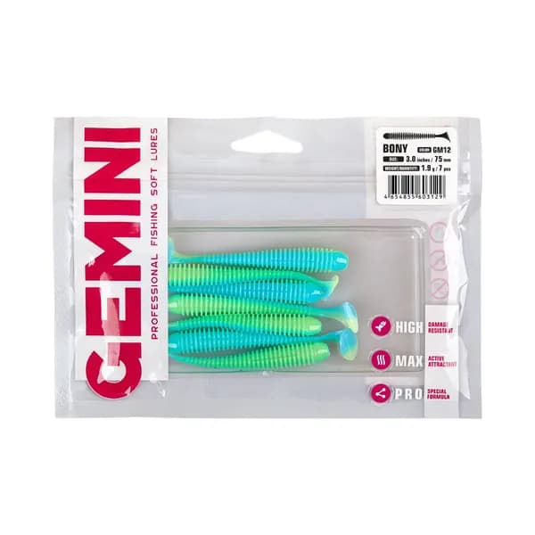 Силиконовые приманки для рыбалки GEMINI BONY 75 мм. цвет GM12 (7 шт. в упаковке)