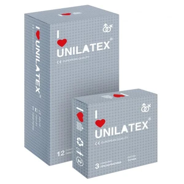 Презервативы UNILATEX DOTTED с точками, 15 шт