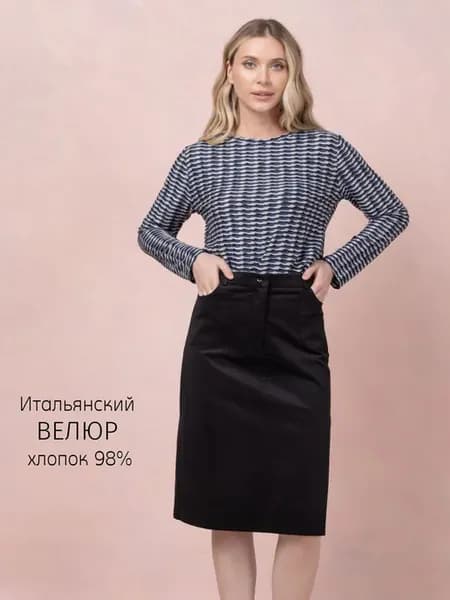 Юбка трапеция велюровая из хлопка