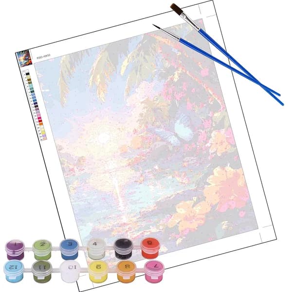 Цифровая живопись Tropical Morning Glow без рамки, 40 50 см, с акриловыми красками и кистями