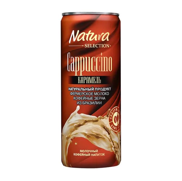 Напиток молочно-кофейный Cappuccino Карамель 2.4 %, Natura Selection, 220 мл, Россия, БЗМЖ