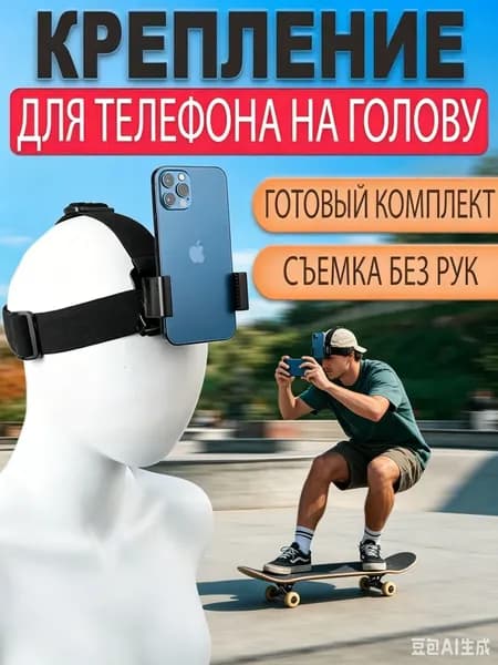 Эксклюзивный держатель для съемки от первого лица, фиксирующий телефон в горизонтальном и вертикальном положении на голове