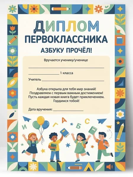 Грамота диплом школьная - Азбуку прочёл!