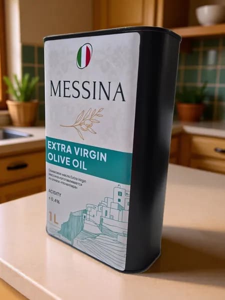 Оливковое масло нерафинированное Messina Extra Virgin для салата, Италия, 1000 мл (высшего качества холодного отжима)