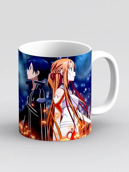 Кружка "Аниме. Мастера меча онлайн. Sword Art Online (двое, темный)"