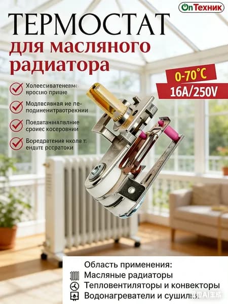 Термостат для масляного обогревателя, переключатель режимов нагрева 10A/16A