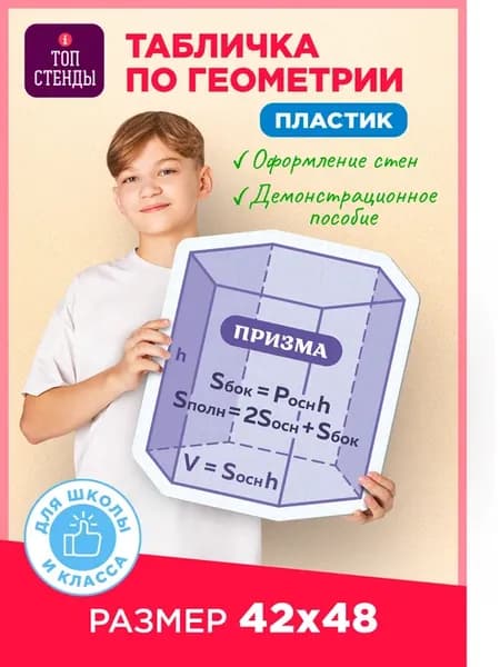 Табличка информационная Призма с формулами по геометрии