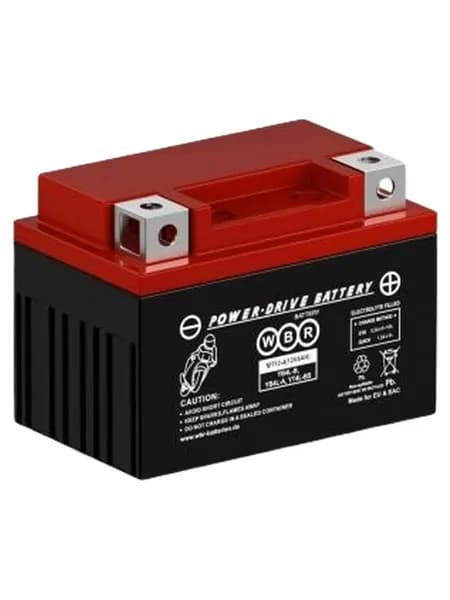 Мото аккумулятор WBR AGM 4Ah 50A 12V 114х70х87 (MT12-4) YB4L-B, YB4L-A, YTX4L-BS для мотоцикла, мопеда, скутера, питбайка, генератора